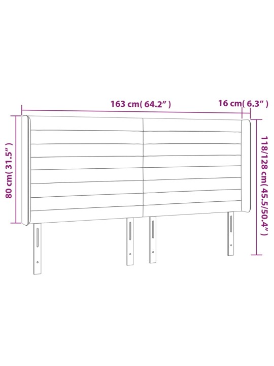 Led-voodipeats, helehall, 163x16x118/128 cm, kangas