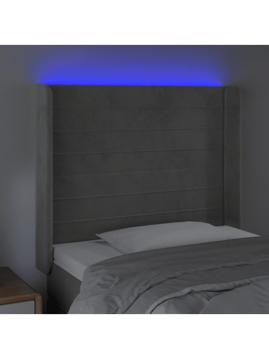 Led-voodipeats, helehall, 83x16x118/128 cm, samet