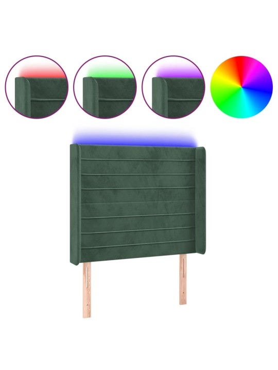 LED-voodipeats, tumeroheline, 93x16x118/128 cm, samet