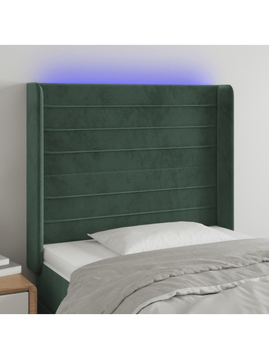 LED-voodipeats, tumeroheline, 93x16x118/128 cm, samet