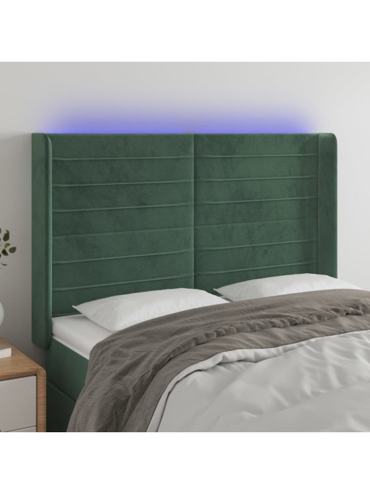 LED-voodipeats, tumeroheline, 147x16x118/128 cm, samet
