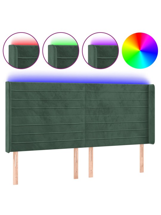 LED-voodipeats, tumeroheline, 163x16x118/128 cm, samet