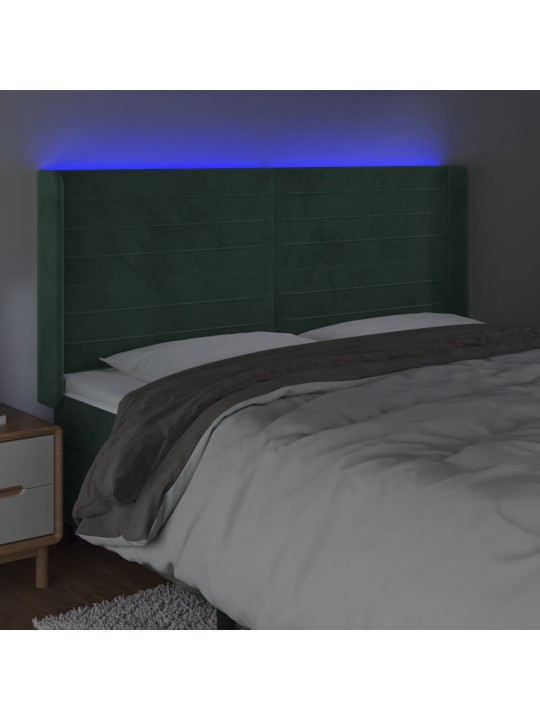 LED-voodipeats, tumeroheline, 163x16x118/128 cm, samet