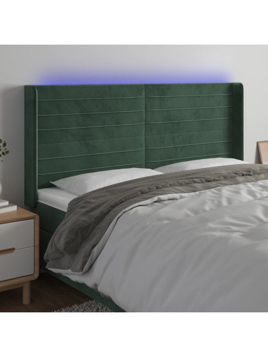 LED-voodipeats, tumeroheline, 163x16x118/128 cm, samet