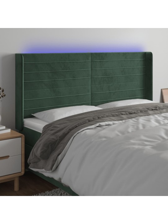 LED-voodipeats, tumeroheline, 183x16x118/128 cm, samet