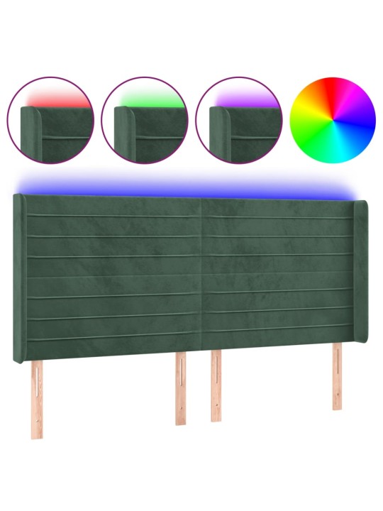 LED-voodipeats, tumeroheline, 203x16x118/128 cm, samet