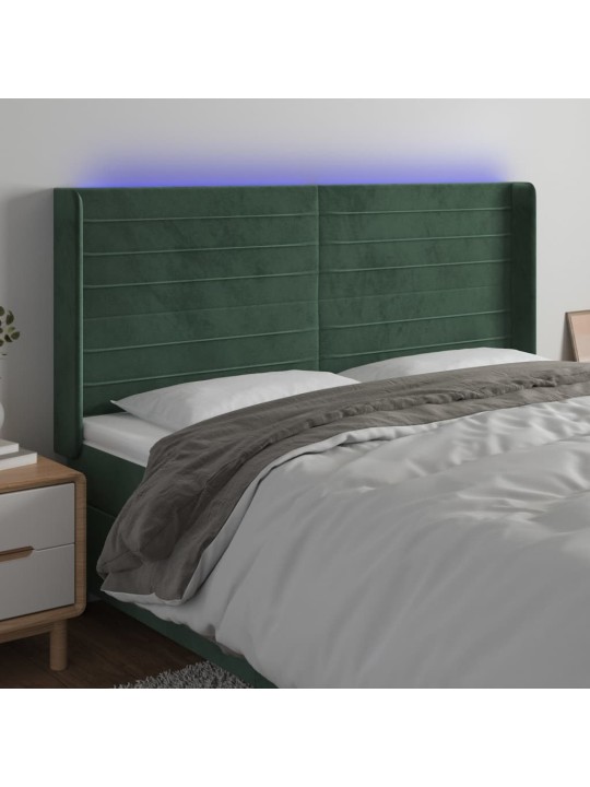 LED-voodipeats, tumeroheline, 203x16x118/128 cm, samet