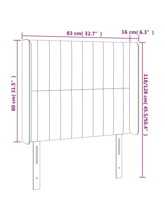 LED-voodipeats, pruunikashall, 83x16x118/128 cm, kangas