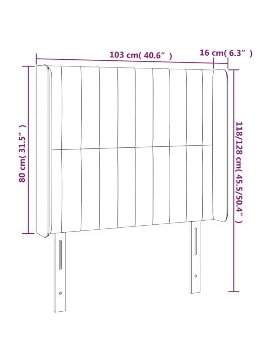 LED-voodipeats, tumehall, 103x16x118/128 cm, kangas