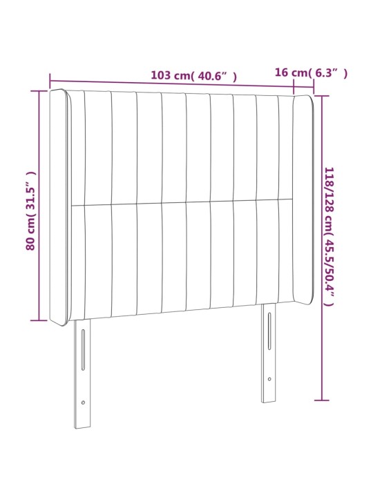 LED-voodipeats, pruunikashall, 103x16x118/128 cm, kangas