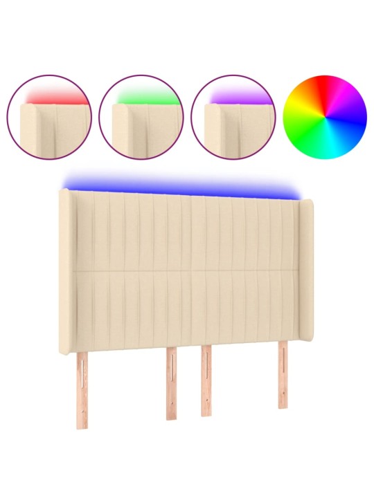 LED-voodipeats, kreemjas, 147x16x118/128 cm, kangas