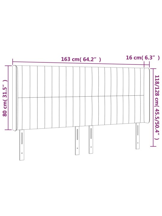 LED-voodipeats, tumepruun, 163x16x118/128 cm, kangas