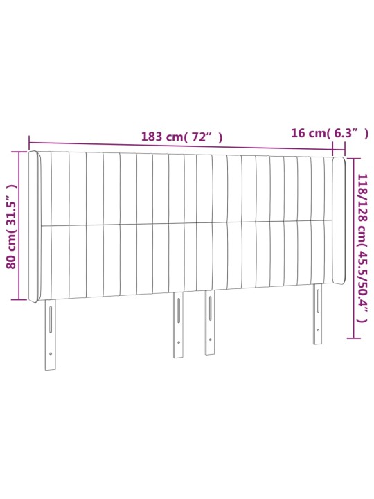 LED-voodipeats, helehall, 183x16x118/128 cm, kangas