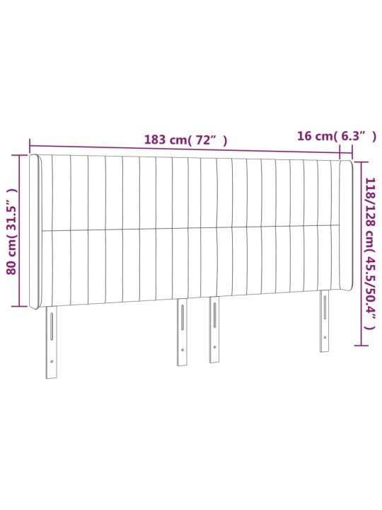 LED-voodipeats, pruunikashall, 183x16x118/128 cm, kangas