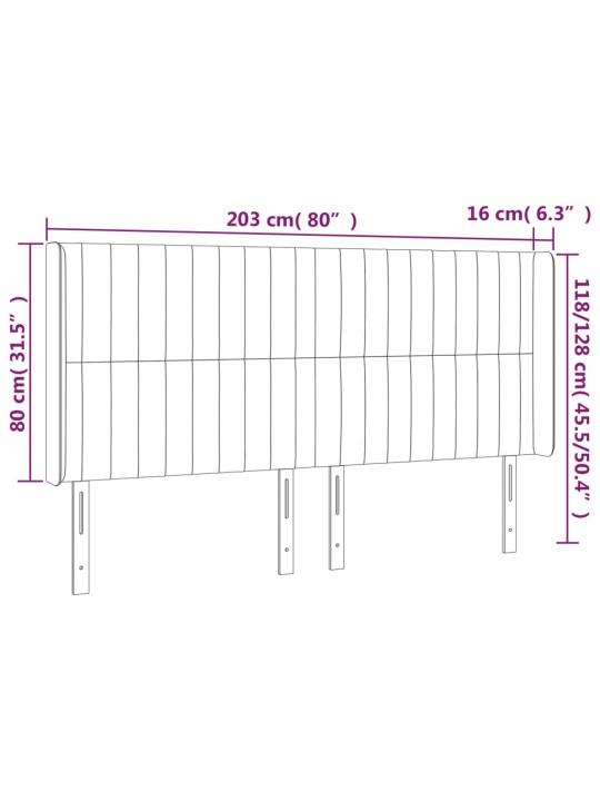 LED-voodipeats, tumepruun, 203x16x118/128 cm, kangas