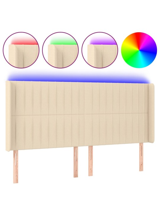 LED-voodipeats, kreemjas, 203x16x118/128 cm, kangas