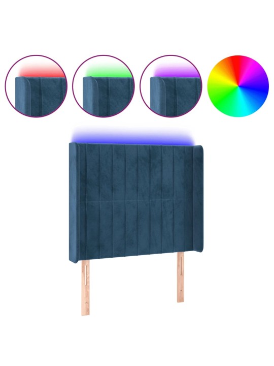 LED-voodipeats, tumesinine, 83x16x118/128 cm, samet