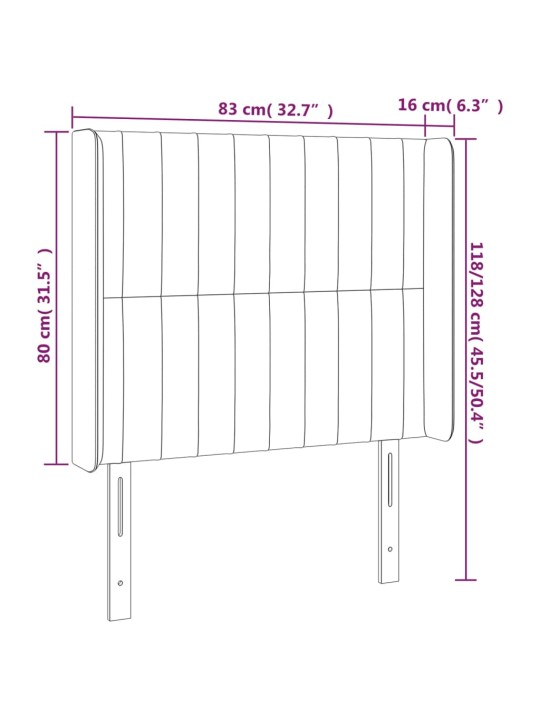 Led-voodipeats, roosa, 83x16x118/128 cm, samet