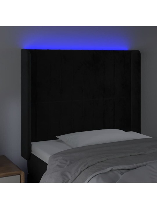 LED-voodipeats, must, 93x16x118/128 cm, samet