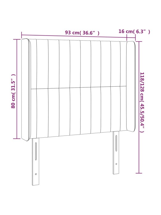 Led-voodipeats, roosa, 93x16x118/128 cm, samet