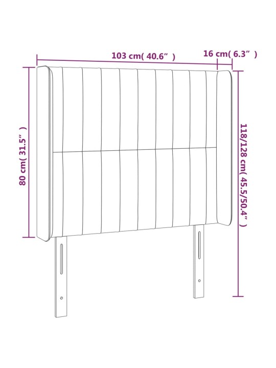 LED-voodipeats, must, 103x16x118/128 cm, samet