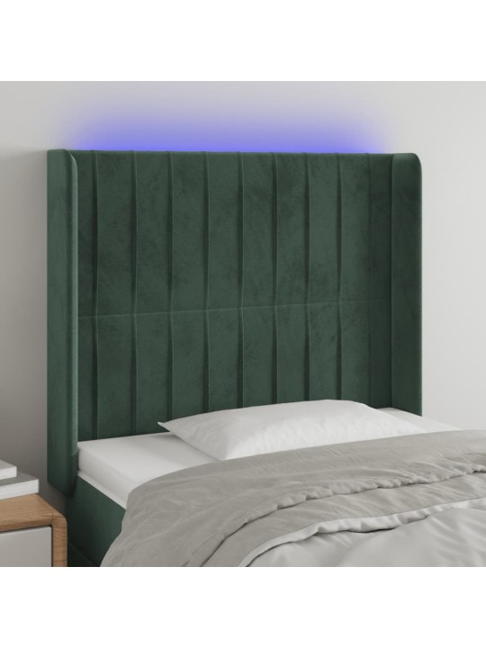 LED-voodipeats, tumeroheline, 103x16x118/128 cm, samet