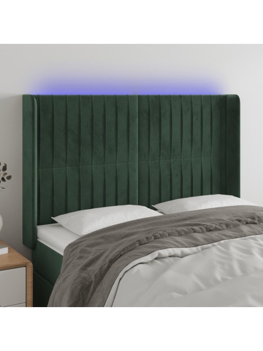 LED-voodipeats, tumeroheline, 147x16x118/128 cm, samet