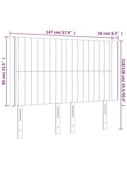 LED-voodipeats, tumesinine, 147x16x118/128 cm, samet