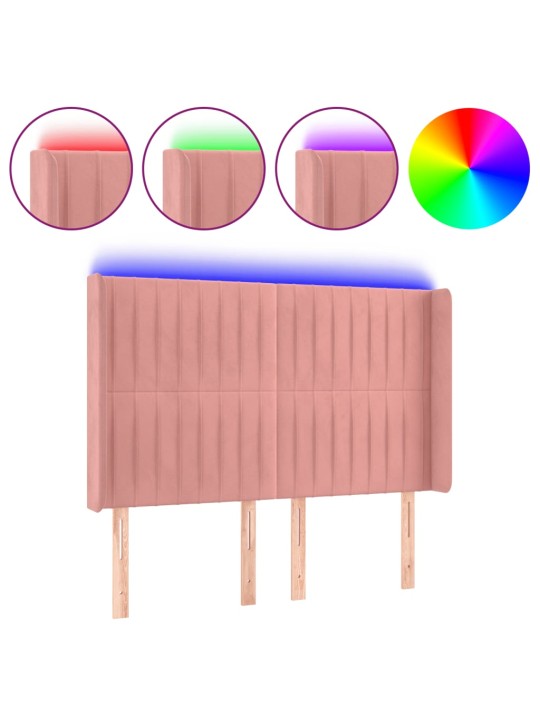 LED-voodipeats, roosa, 147x16x118/128 cm, samet