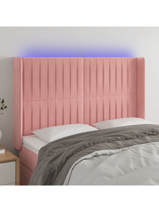 LED-voodipeats, roosa, 147x16x118/128 cm, samet
