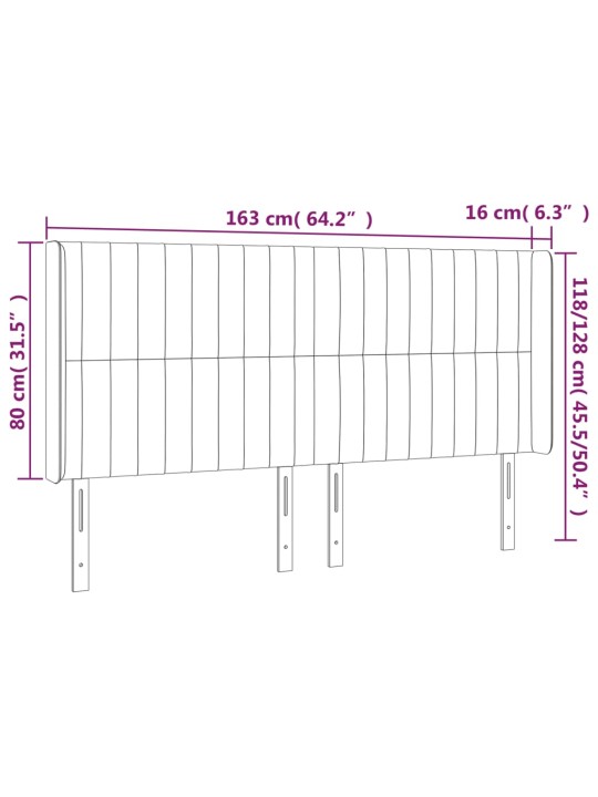 LED-voodipeats, helehall, 163x16x118/128 cm, samet