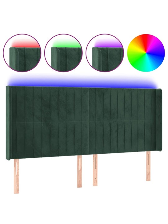 LED-voodipeats, tumeroheline, 163x16x118/128 cm, samet