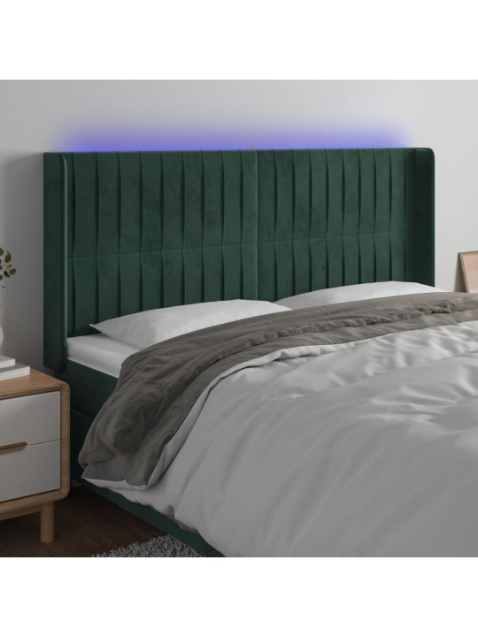 LED-voodipeats, tumeroheline, 163x16x118/128 cm, samet