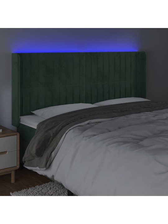 LED-voodipeats, tumeroheline, 183x16x118/128 cm, samet
