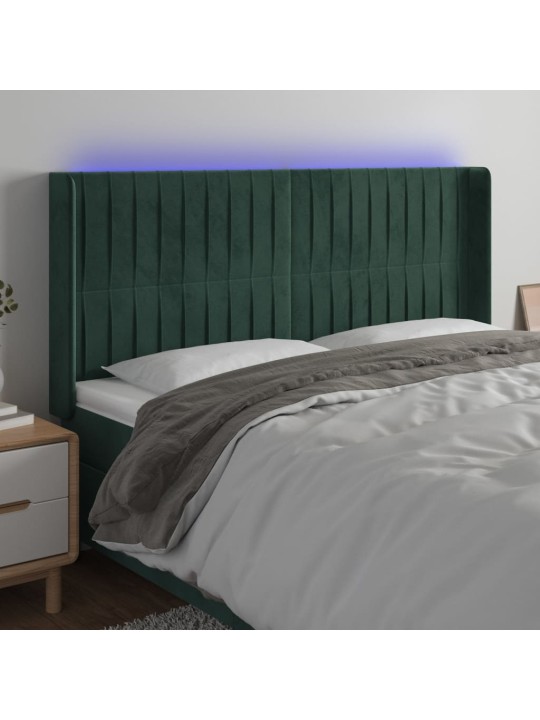 LED-voodipeats, tumeroheline, 183x16x118/128 cm, samet