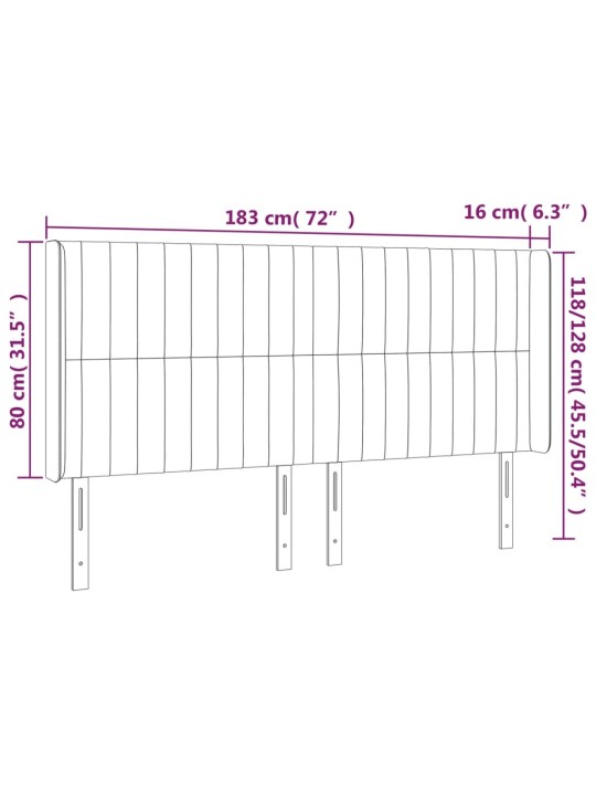 Led-voodipeats, roosa, 183x16x118/128 cm, samet