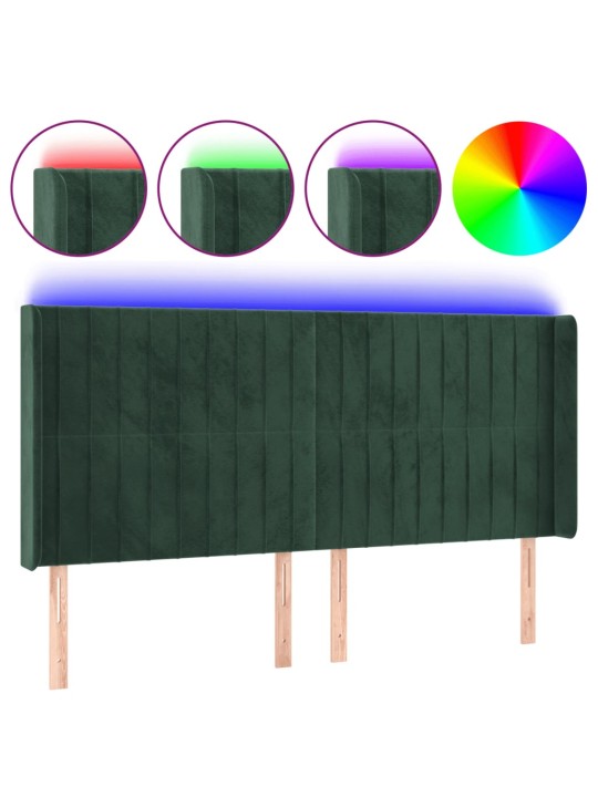 LED-voodipeats, tumeroheline, 203x16x118/128 cm, samet
