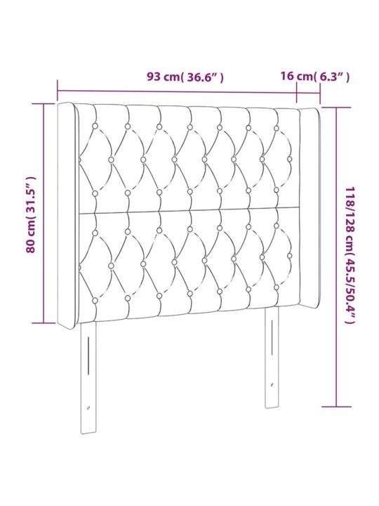 Led-voodipeats, sinine, 93x16x118/128 cm, kangas