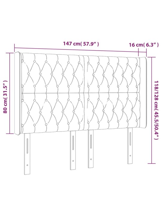 LED-voodipeats, kreemjas, 147x16x118/128 cm, kangas