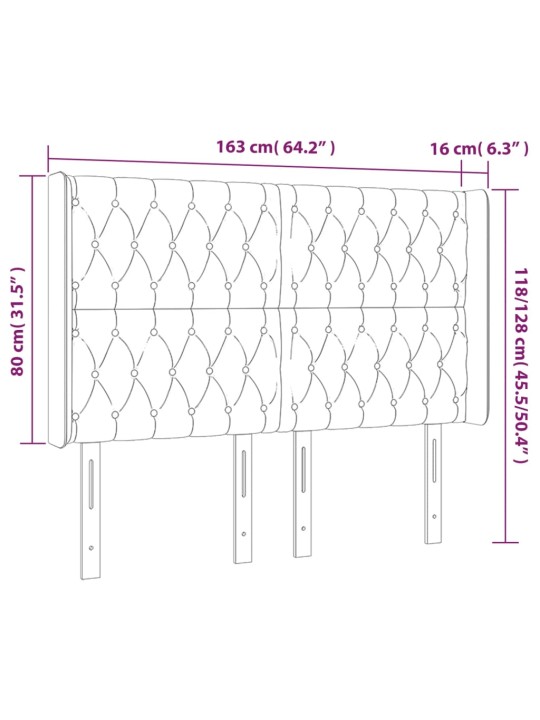 LED-voodipeats, tumehall, 163x16x118/128 cm, kangas