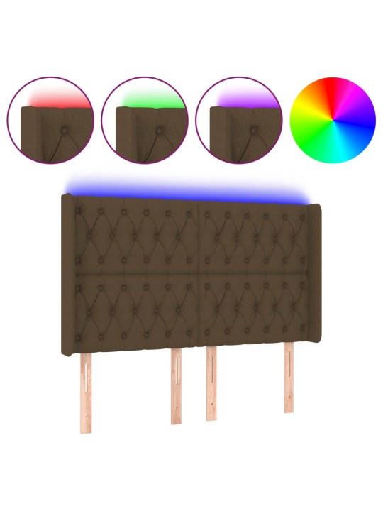 LED-voodipeats, tumepruun, 163x16x118/128 cm, kangas