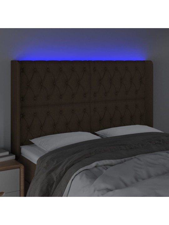 LED-voodipeats, tumepruun, 163x16x118/128 cm, kangas