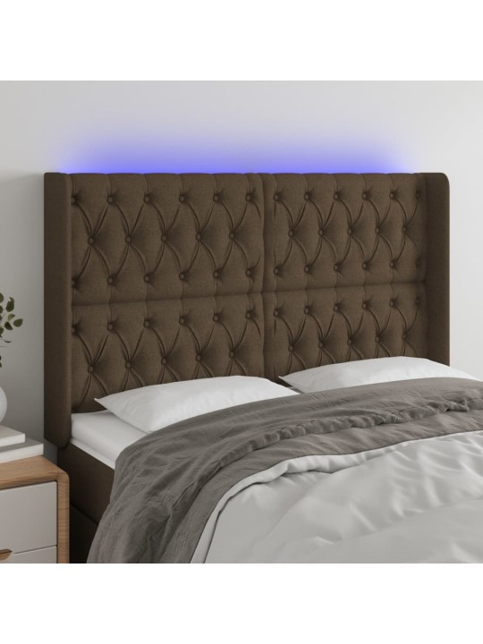 LED-voodipeats, tumepruun, 163x16x118/128 cm, kangas