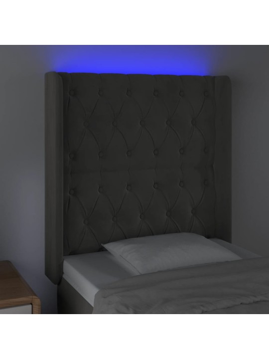 LED-voodipeats, tumehall, 83x16x118/128 cm, samet