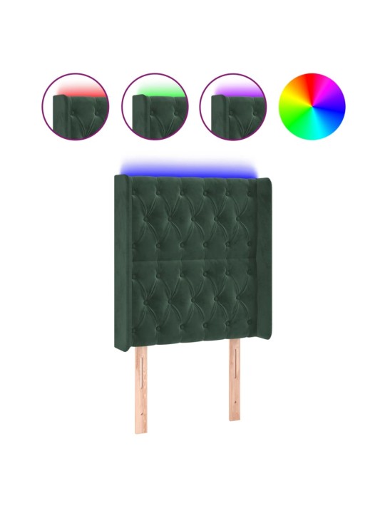 LED-voodipeats, tumeroheline, 83x16x118/128 cm, samet