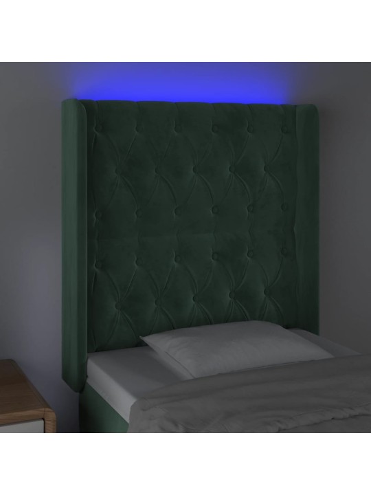 LED-voodipeats, tumeroheline, 83x16x118/128 cm, samet