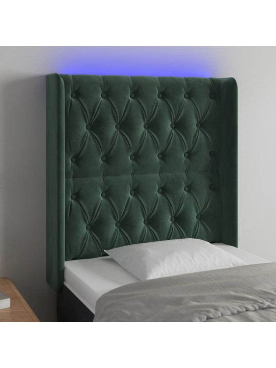 LED-voodipeats, tumeroheline, 83x16x118/128 cm, samet