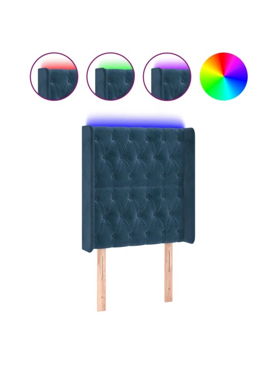 LED-voodipeats, tumesinine, 83x16x118/128 cm, samet