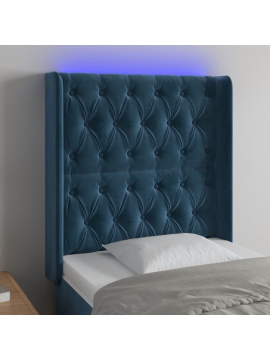 LED-voodipeats, tumesinine, 83x16x118/128 cm, samet