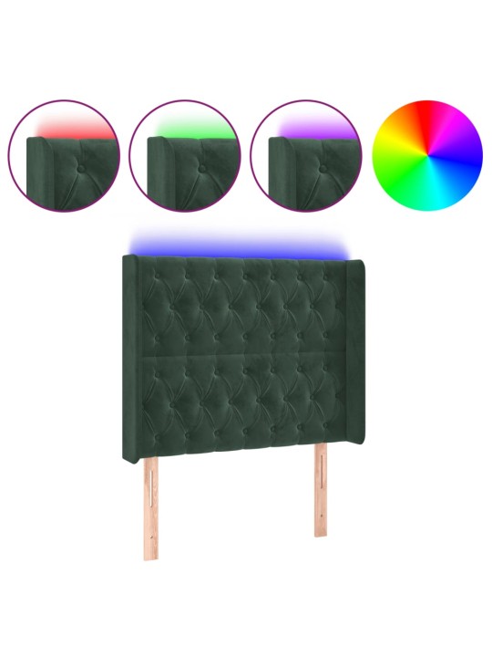 LED-voodipeats, tumeroheline, 93x16x118/128 cm, samet